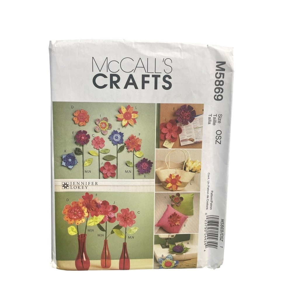 McCall's Crafts M5869 Fabric Flowers Crafts Home Decor Applique OSZ UNCUT